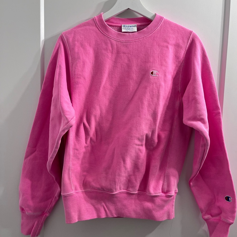 Champion Women's Bright Pink Crew Neck Sweater